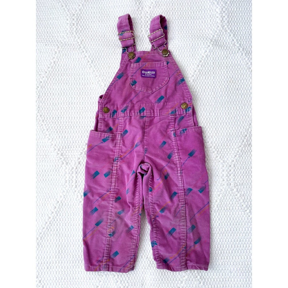 Vintage‎ Osh Kosh Vestbak One-Piece Overall Pink Corduroy Kid's Girl's Size 2T